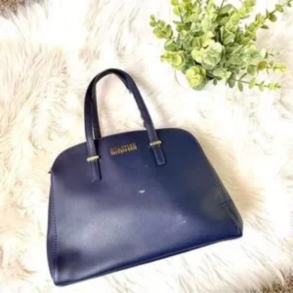 Reaction Kenneth Cole Arbol Dome Navy Blue Structured Satchel Handbag - Picture 2 of 16